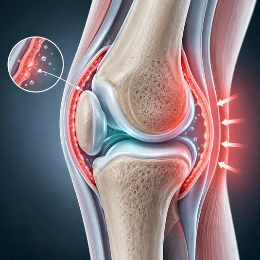 Knee joint illustration with pressure around the kneecap