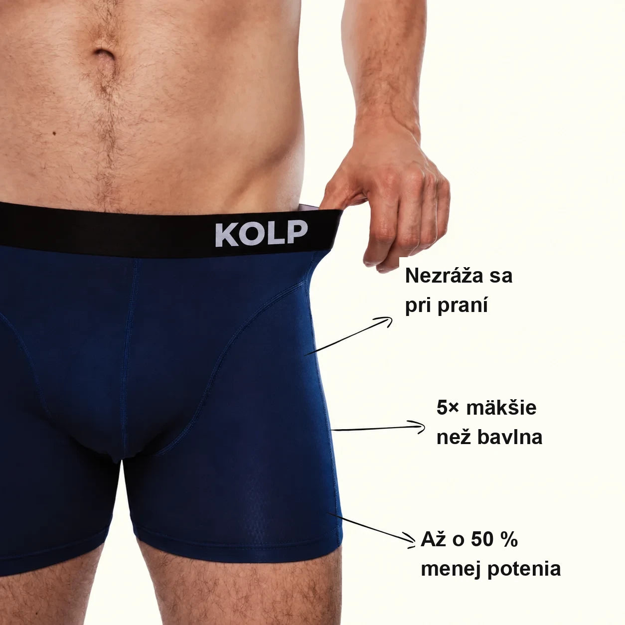 Tmavomodré boxerky KOLP, detail z boku